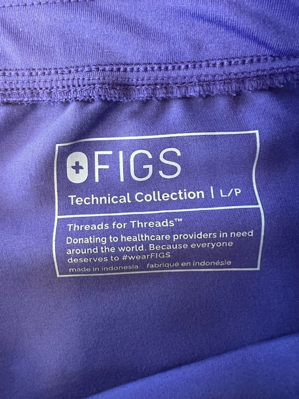 FIGS Zamora Jogger Scrub Pants in Purple w/ Pink Drawstring, size L/P - Picture 6 of 7